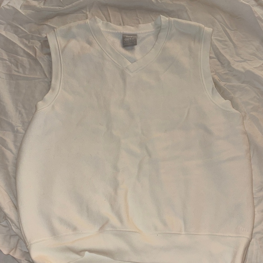 TNA White V-Neck Sleeveless Sweater Vest